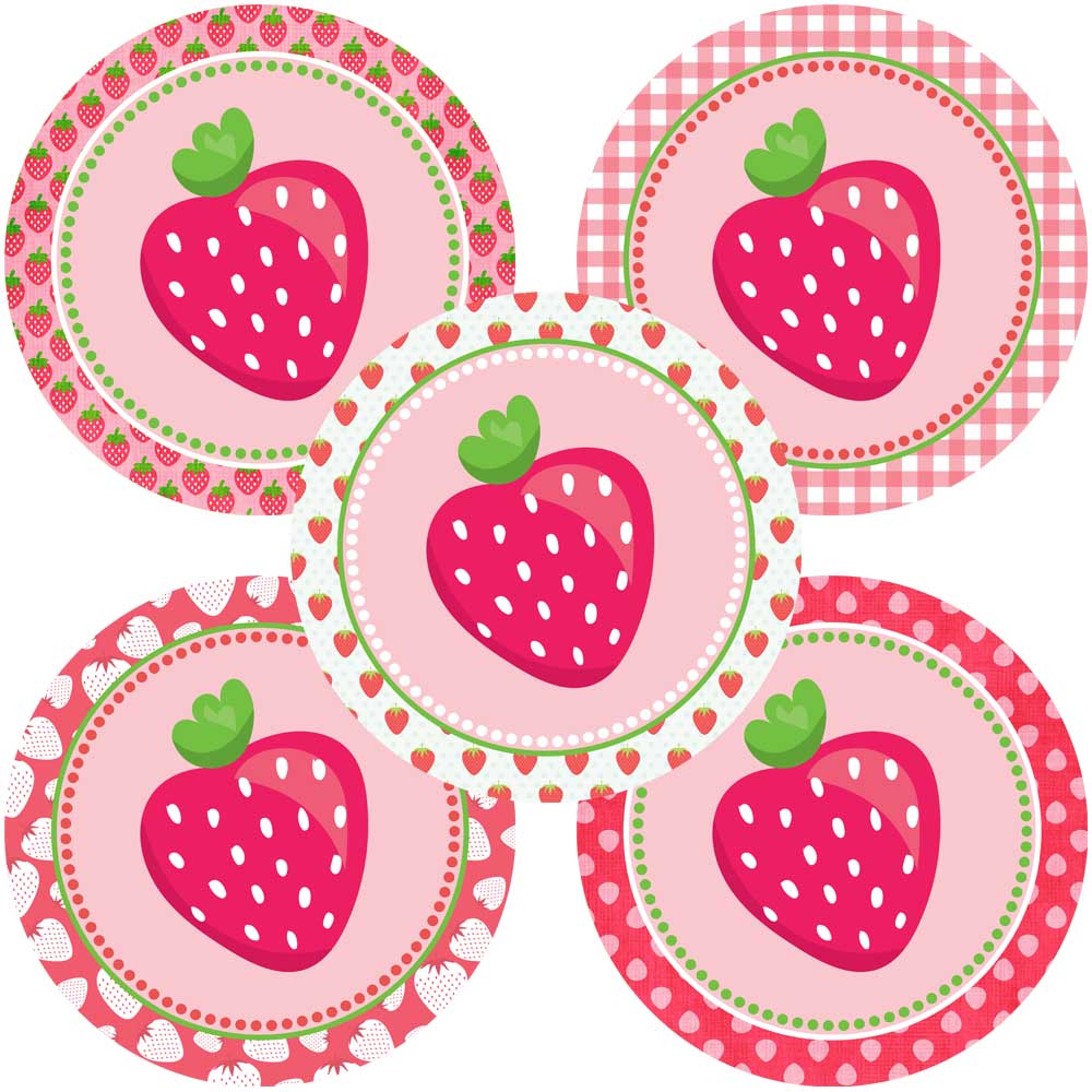 Pink Strawberry Sticker Labels – Favors and Envelope Seals – Set of 50 -  Adore By Nat